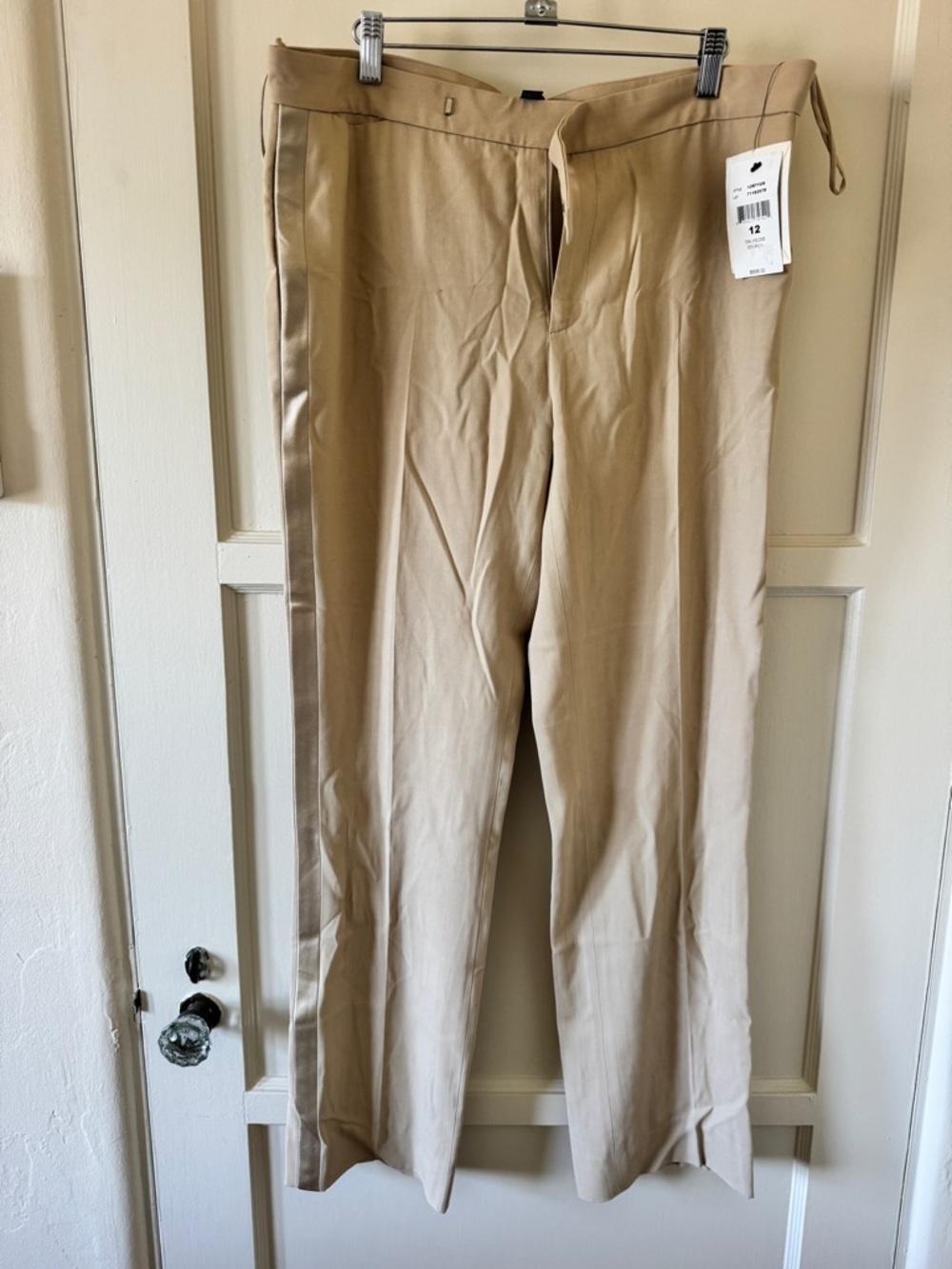 Ralph Lauren Beige Straight-Leg Women's Pant with Silk Detail NWT Retail $895
